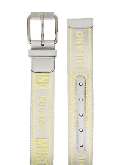 Shop Moschino Logo-print Belt In Grey