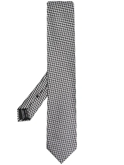 Shop Tom Ford Geometric-pattern Silk Tie In Black