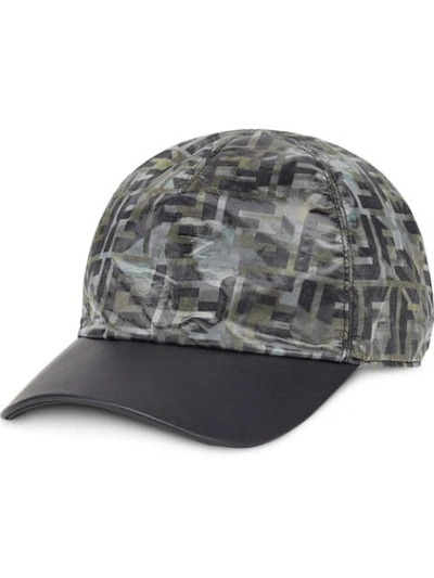 Shop Fendi Camouflage Ff Print Cap In Grey