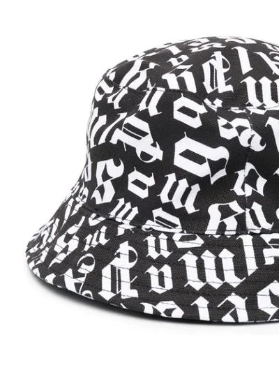 Shop Palm Angels Logo-print Bucket Hat In Black