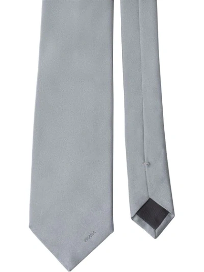 Shop Prada Silk-satin Tie In Grey