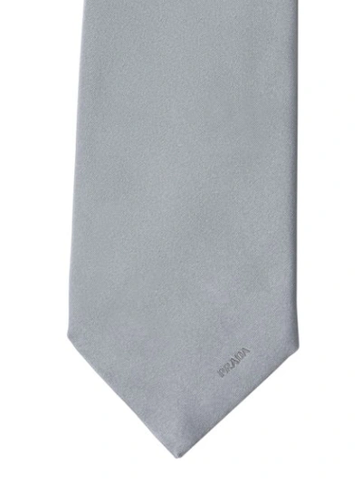 Shop Prada Silk-satin Tie In Grey