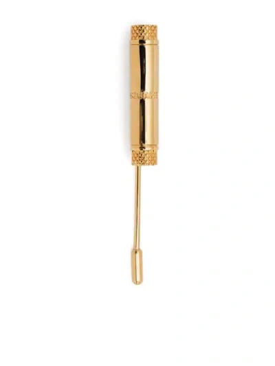 Shop Dsquared2 Logo Tube Pin Brooch In Gold