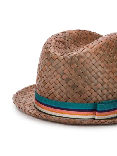 Shop Paul Smith Woven Fedora Hat In Brown