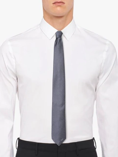 Shop Prada Silk Tie In Grey