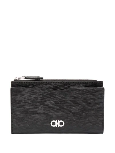 Shop Ferragamo Gancini Two-tone Wallet In Black