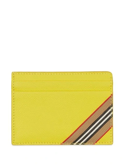 Shop Burberry Icon Stripe Compact Cardholder In Yellow