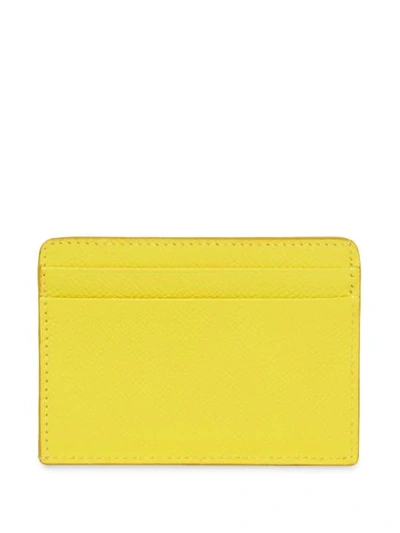 Shop Burberry Icon Stripe Compact Cardholder In Yellow