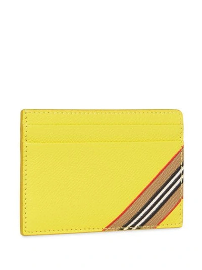 Shop Burberry Icon Stripe Compact Cardholder In Yellow