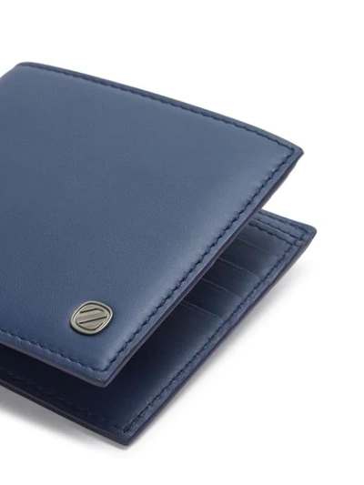 Shop Ermenegildo Zegna Calf Leather Bi-fold Wallet In Blue