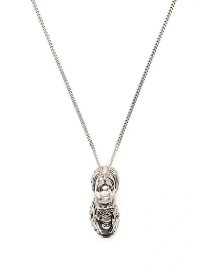 Shop Balenciaga Mini Track Necklace In Silver