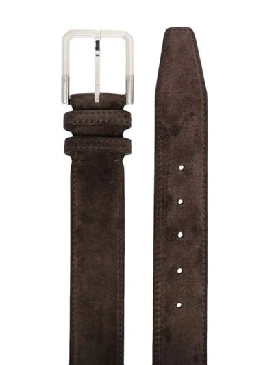 Shop Kiton Brushed-effect Leather Belt In Brown