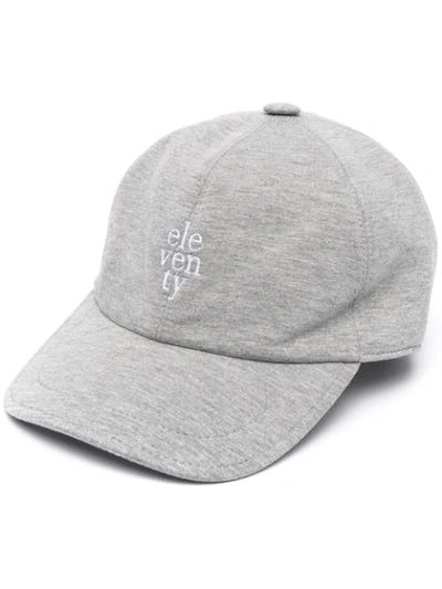 Shop Eleventy Logo-embroidered Cap In Grey