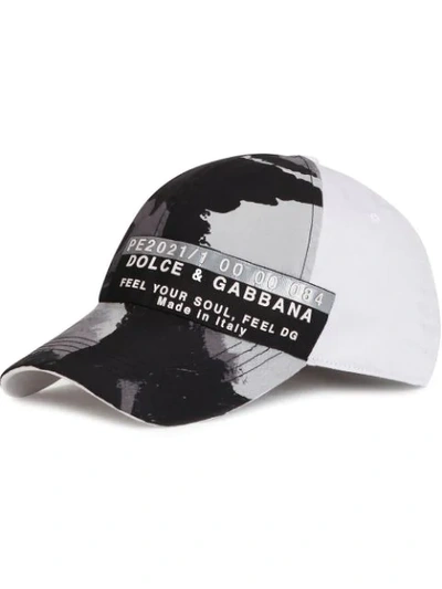 Shop Dolce & Gabbana Painted Camo Logo Cap In White