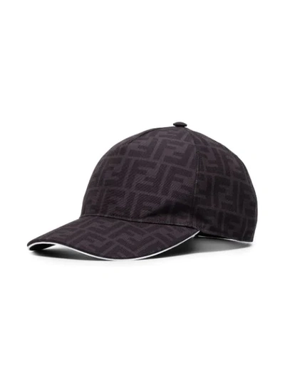 Shop Fendi Ff-logo Print Baseball Cap In Black