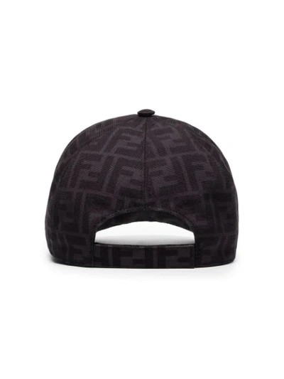 Shop Fendi Ff-logo Print Baseball Cap In Black