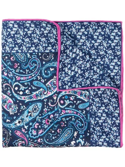 Shop Kiton Paisley-print Silk Handkerchief In Blue
