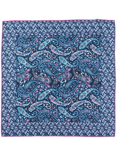 Shop Kiton Paisley-print Silk Handkerchief In Blue