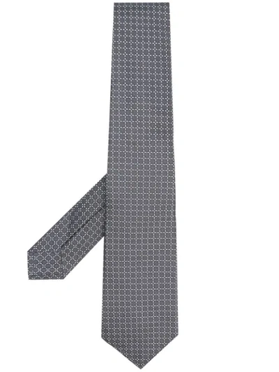 Shop Kiton Check Print Tie In Grey