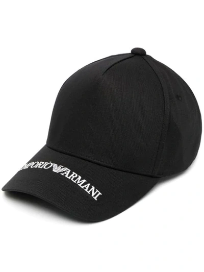 Shop Emporio Armani Embroidered Logo Baseball Cap In Black