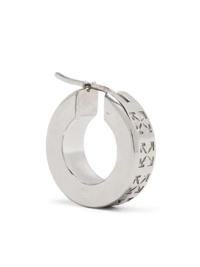 Shop Off-white Arrow-engraved Hoop Earring In Silver
