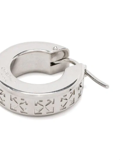 Shop Off-white Arrow-engraved Hoop Earring In Silver