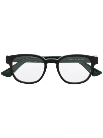 Shop Gucci Square-frame Logo-detail Glasses In Green