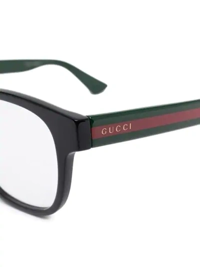 Shop Gucci Square-frame Logo-detail Glasses In Green