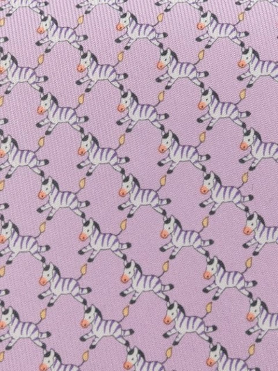 Shop Ferragamo Cartoon Zebra Pattern Tie In Pink