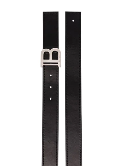 Shop Balmain Logo Buckle Belt In Black