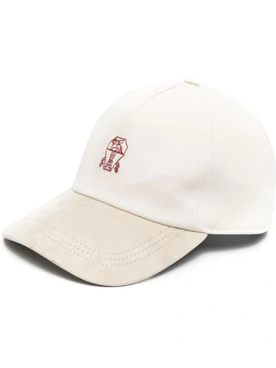 Shop Brunello Cucinelli Embroidered-logo Cap In Neutrals