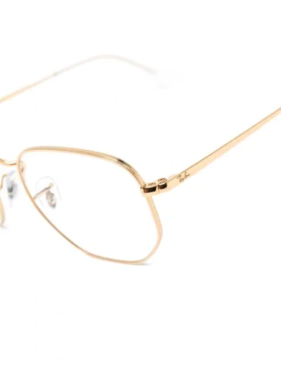 Shop Ray Ban Round-frame Glasses In Gold