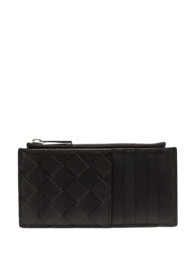 Shop Bottega Veneta Intrecciato Zipped Cardholder In Brown