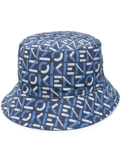 Shop Kenzo Logo-print Bucket Hat In Blue