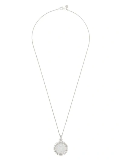 Shop Tom Wood Engraved Pendant Necklace In Silver