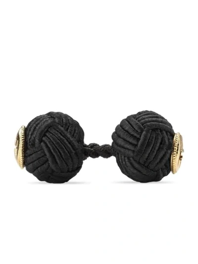 Shop Gucci Interlocking G Cufflinks In Black