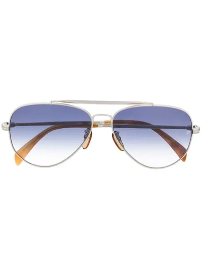 Shop David Beckham Eyewear Db 1004/s Full Rim Aviator Sunglasses In Silver