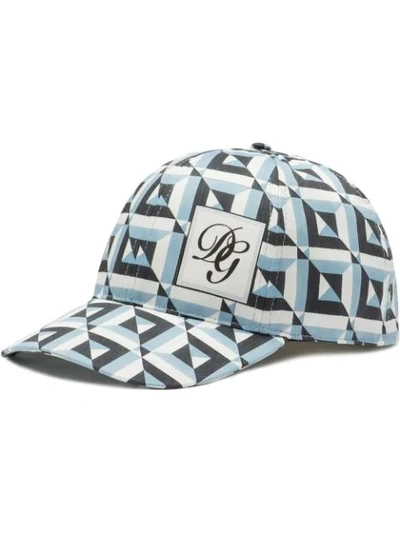 Shop Dolce & Gabbana Geometric-pattern Baseball Cap In Blue