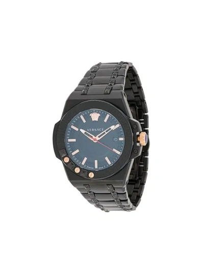 Shop Versace Chain Reaction 45mm Watch In Black