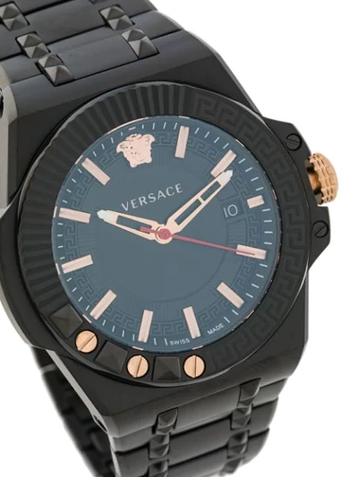 Shop Versace Chain Reaction 45mm Watch In Black