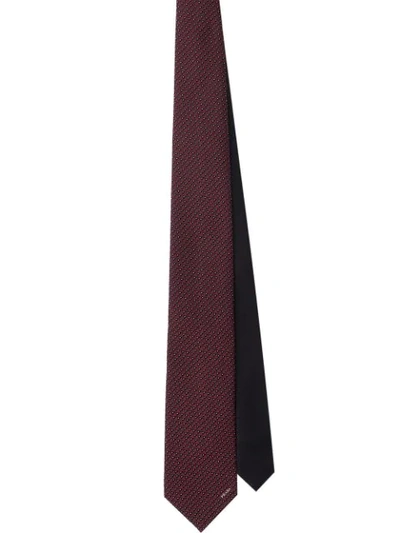 Shop Prada Geometric-print Silk Tie In Red