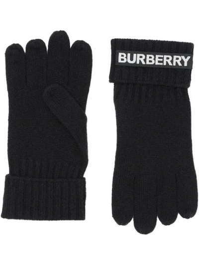 Shop Burberry Kingdom And Logo Appliqué Gloves In Black
