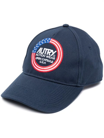 Shop Autry Logo Embroidered Cap In Blue