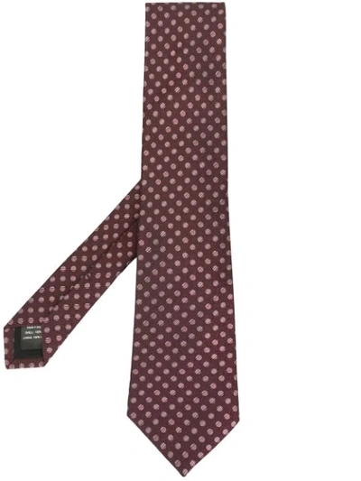 Shop Gieves & Hawkes Polka Dot Jacquard Silk Tie In Red