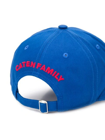 Shop Dsquared2 Ripped Logo Baseball Cap In Blue