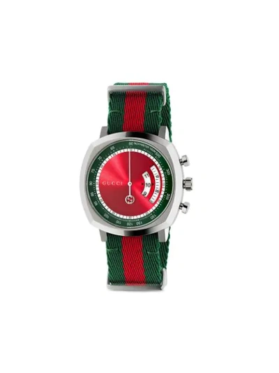 Shop Gucci Grip Quartz 40mm In Red