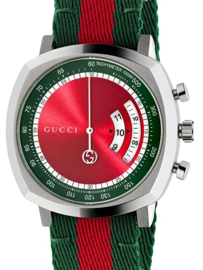 Gucci Grip Eco Nylon Strap Chronograph, 40mm In Red With Green | ModeSens