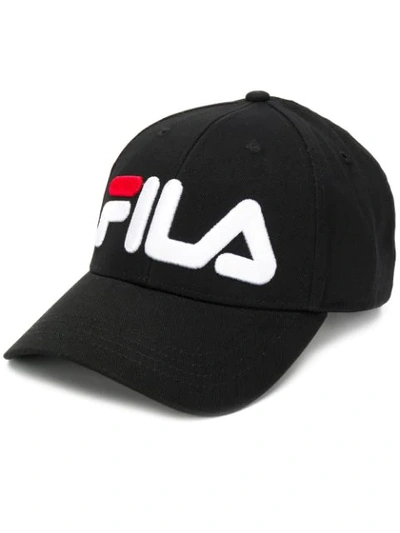 Shop Fila Logo Embroidered Cap In Black