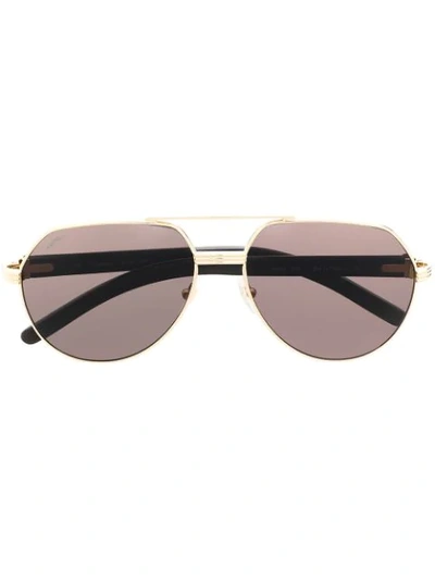 Shop Cartier Pilot-frame Sunglasses In White