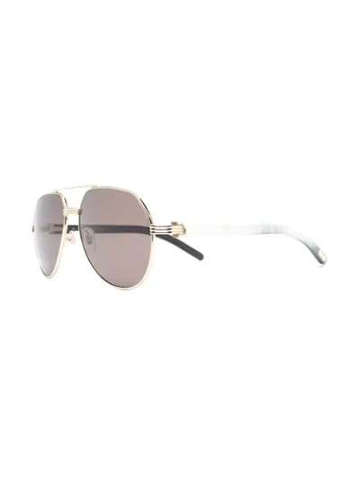 Shop Cartier Pilot-frame Sunglasses In White